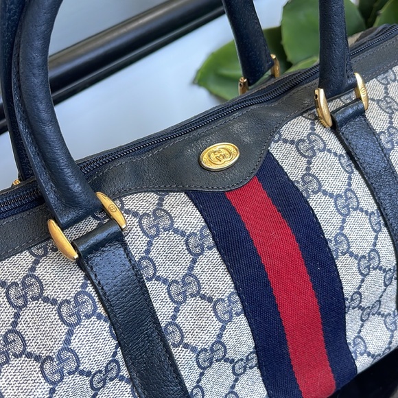 Gucci Vintage Monogram Boston Bag with Web Stripe - Picture 2 of 16